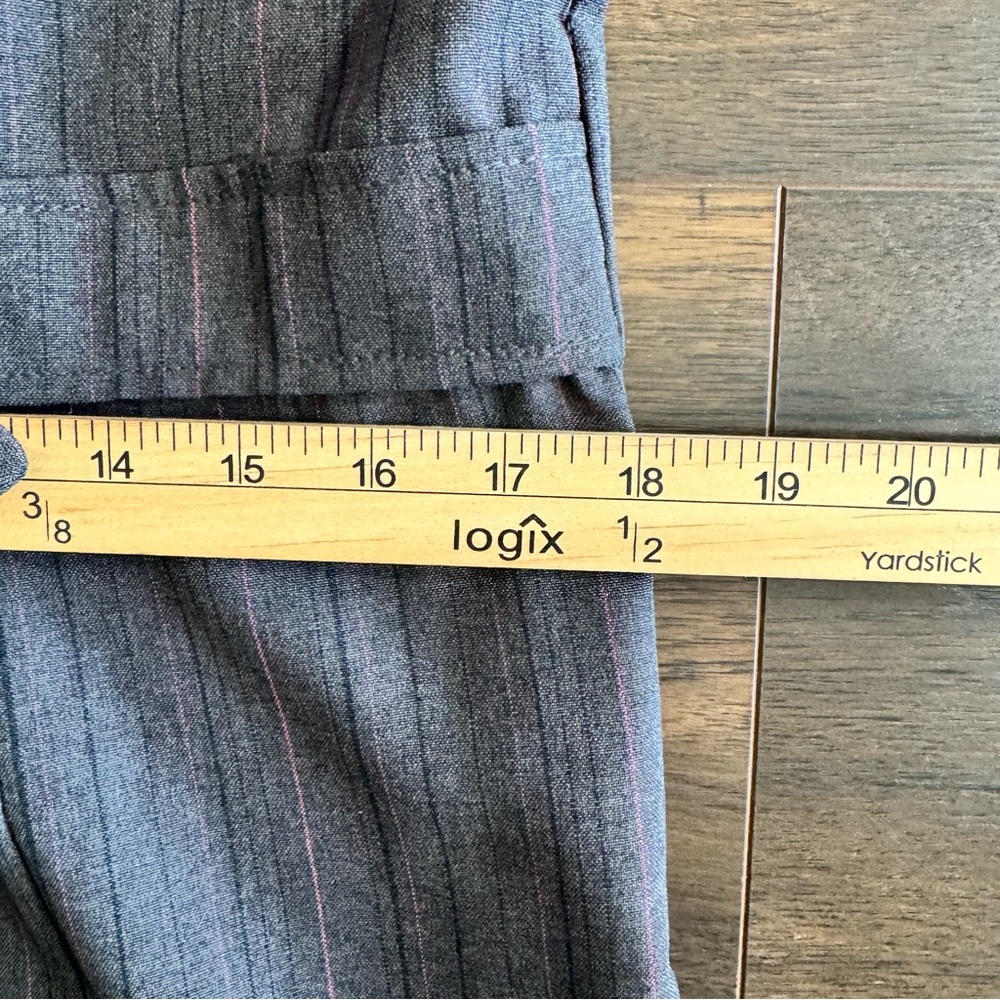 Karin Stevens Gray Pinstripe Sheath Dress Tie Waist Career Office Size 14 - Picture 11 of 16